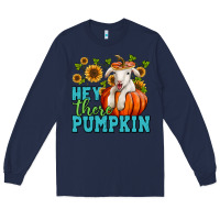 Navy Hey there pumpkin Lamb Long Sleeve Tee - NancyCooperArtShop