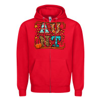 Red Fall Autumn Leopard Aunt Zipper Hoodie - LillyAllenDesigns