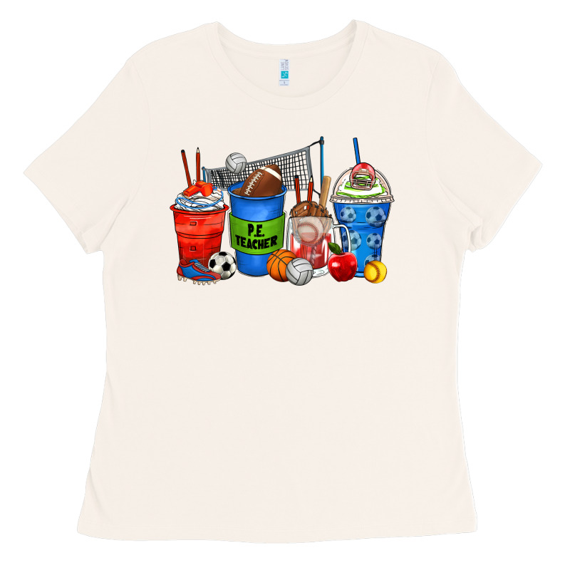 P.e. Teacher Coffee Cups Ladies Tee by Zillion Design Studio | Teevron