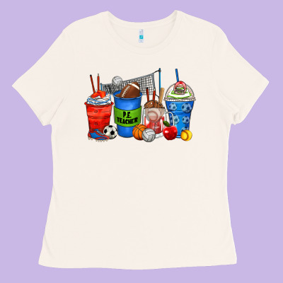 P.e. Teacher Coffee Cups Ladies Tee Designed By Zillion Design Studio