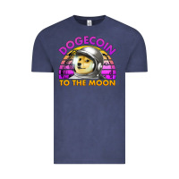 Vintage Denim doge coin to the moon 80's retro sunset Vintage Tee - Jasminsmagicworld
