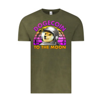 Vintage Olive doge coin to the moon 80's retro sunset Vintage Tee - Jasminsmagicworld