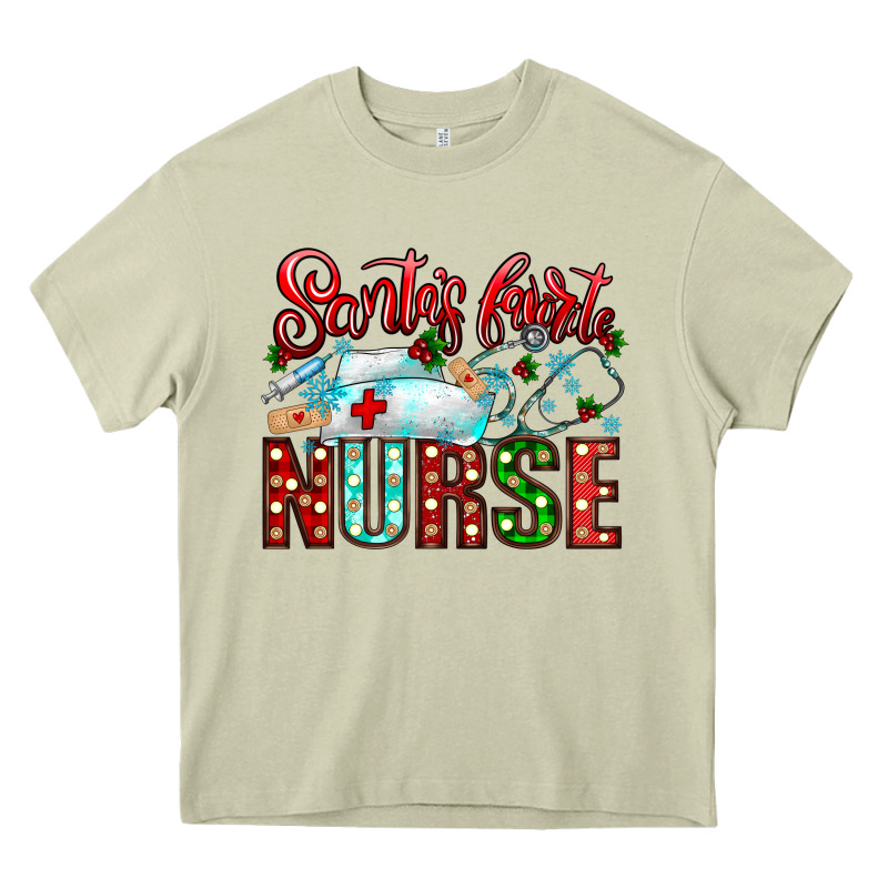 Santa Is Favorite Nurse Heavy Core Tee by CowhideDigitalArt | Teevron