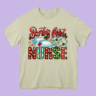 Santa Is Favorite Nurse Heavy Core Tee Designed By Cowhidedigitalart