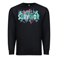 Black I am a survivor teal ribbon Ovarian Cancer Premium Sweatshirt - NancyCooperArtShop