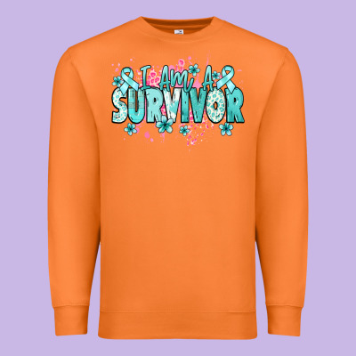 I Am A Survivor Teal Ribbon Ovarian Cancer Premium Sweatshirt Designed By Nancycooperartshop