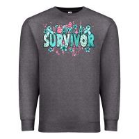 Charcoal Heather I am a survivor teal ribbon Ovarian Cancer Premium Sweatshirt - NancyCooperArtShop