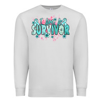 Dove Grey I am a survivor teal ribbon Ovarian Cancer Premium Sweatshirt - NancyCooperArtShop