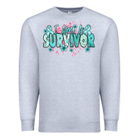 Heather Grey I am a survivor teal ribbon Ovarian Cancer Premium Sweatshirt - NancyCooperArtShop