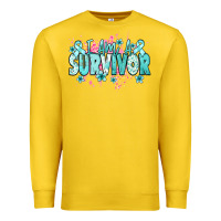 Lemon I am a survivor teal ribbon Ovarian Cancer Premium Sweatshirt - NancyCooperArtShop