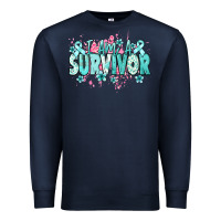Navy I am a survivor teal ribbon Ovarian Cancer Premium Sweatshirt - NancyCooperArtShop