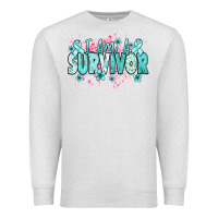 Oatmeal Heather I am a survivor teal ribbon Ovarian Cancer Premium Sweatshirt - NancyCooperArtShop