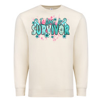 Sandshell I am a survivor teal ribbon Ovarian Cancer Premium Sweatshirt - NancyCooperArtShop