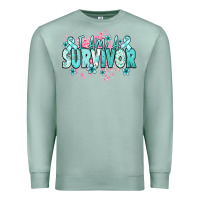 Seafoam I am a survivor teal ribbon Ovarian Cancer Premium Sweatshirt - NancyCooperArtShop