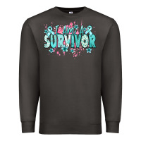 Smoke I am a survivor teal ribbon Ovarian Cancer Premium Sweatshirt - NancyCooperArtShop