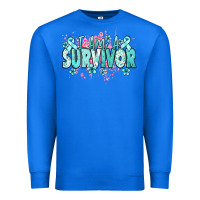 True Royal I am a survivor teal ribbon Ovarian Cancer Premium Sweatshirt - NancyCooperArtShop