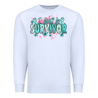 White I am a survivor teal ribbon Ovarian Cancer Premium Sweatshirt - NancyCooperArtShop