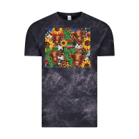 Cloud Black western cactus sunflower highlands cow Vintage Tee - BarkalooDesign