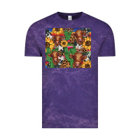 Cloud Purple western cactus sunflower highlands cow Vintage Tee - BarkalooDesign
