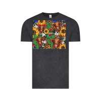 Vintage Black western cactus sunflower highlands cow Vintage Tee - BarkalooDesign