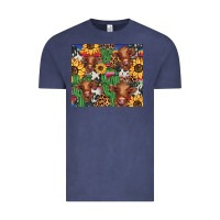 Vintage Denim western cactus sunflower highlands cow Vintage Tee - BarkalooDesign