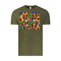 Vintage Olive western cactus sunflower highlands cow Vintage Tee - BarkalooDesign