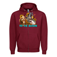 Burgundy Fall Tis The Season Animals Zipper Hoodie - LillyAllenDesigns