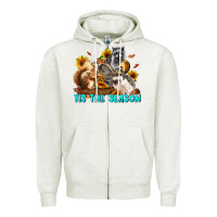 Oatmeal Heather Fall Tis The Season Animals Zipper Hoodie - LillyAllenDesigns