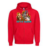 Red Fall Tis The Season Animals Zipper Hoodie - LillyAllenDesigns