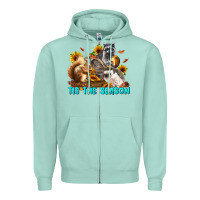 Seafoam Fall Tis The Season Animals Zipper Hoodie - LillyAllenDesigns