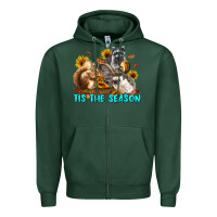 Sports Green Fall Tis The Season Animals Zipper Hoodie - LillyAllenDesigns