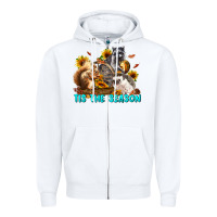 White Fall Tis The Season Animals Zipper Hoodie - LillyAllenDesigns