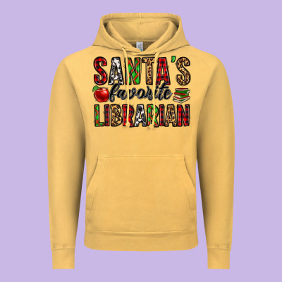 Santa's Favorite Librarian Vintage Hoodie Designed By Jasminsmagicworld