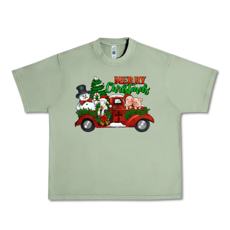 Merry Christmas Snowman And Farm Animals Truck Urban Heavy Tee by Jasminsmagicworld | Teevron