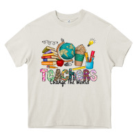 Cream Teachers Change The World Heavy Core Tee - CowhideDigitalArt