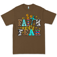 Cacao faith over fear with cross and sunflowers Premium Tee - AdoDesignShop