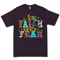 Plum faith over fear with cross and sunflowers Premium Tee - AdoDesignShop