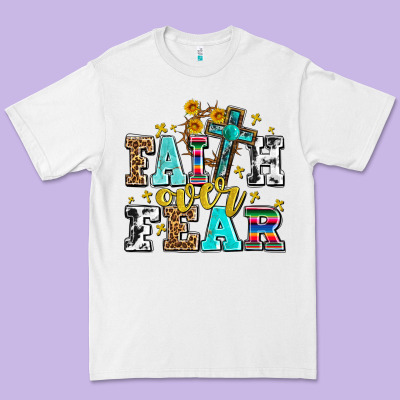 Faith Over Fear With Cross And Sunflowers Premium Tee Designed By Adodesignshop