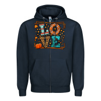Navy Fall Autumn Leopard Love Zipper Hoodie - LillyAllenDesigns