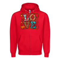 Red Fall Autumn Leopard Love Zipper Hoodie - LillyAllenDesigns
