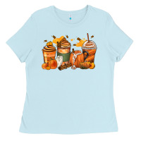 Baby Blue pumpkin spice latte coffee cups Ladies Tee - Zillion Design Studio