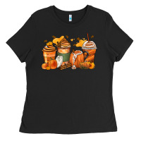 Black pumpkin spice latte coffee cups Ladies Tee - Zillion Design Studio