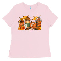 Bubblegum Pink pumpkin spice latte coffee cups Ladies Tee - Zillion Design Studio