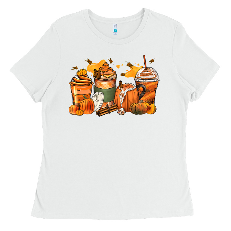 Pumpkin Spice Latte Coffee Cups Ladies Tee by Zillion Design Studio | Teevron