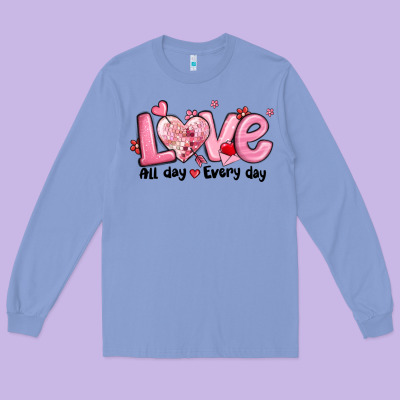 Love All Day Every Day Long Sleeve Tee Designed By Maliassmallbusiness