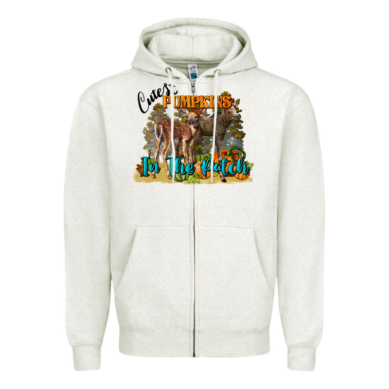 Fall Cutest Pumpkin In The Patch Deer Zipper Hoodie by LillyAllenDesigns | Teevron