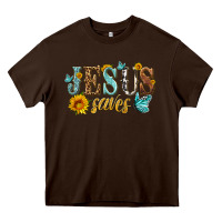 Chocolate Brown jesus saves Heavy Core Tee - HRA Design Shop