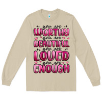 Mushroom you are worthy you are beautiful Long Sleeve Tee - MaliasSmallBusiness