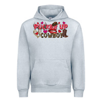 Heather Grey Pucker Up Cowboy Valentine's Day Urban Hoodie - FaDigitalArtStudio