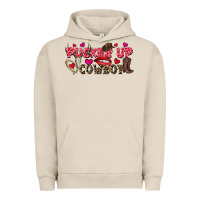 Pigment French Oak Pucker Up Cowboy Valentine's Day Urban Hoodie - FaDigitalArtStudio